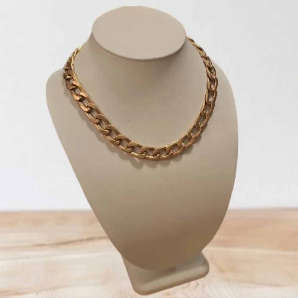 Chunky Gold Flat Chain Necklace, Bling Drip Thick Chain.